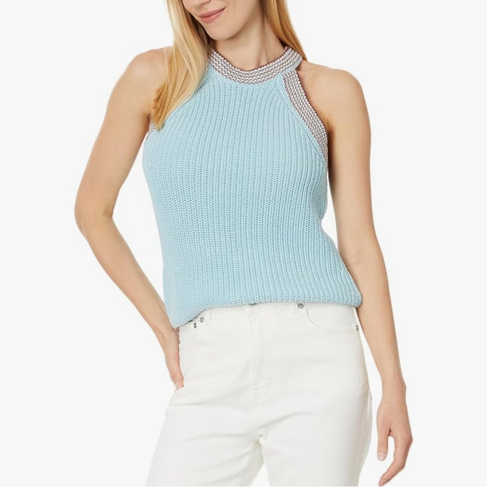Madewell Women's Imelda Cutaway Cotton Tank Knit in Blue Heron Sz M